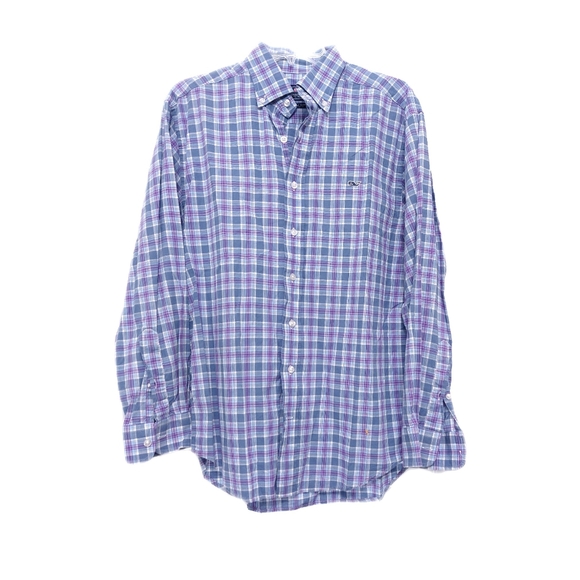 Vineyard Vines Other - Vineyard Vines Mens M Gray Blue Lavender Plaid Whale Shirt